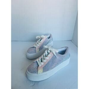 NWT Copper Key  Rosa Rhinestone Colorblock Platform Lace Up Low Top Sneakers 7 M